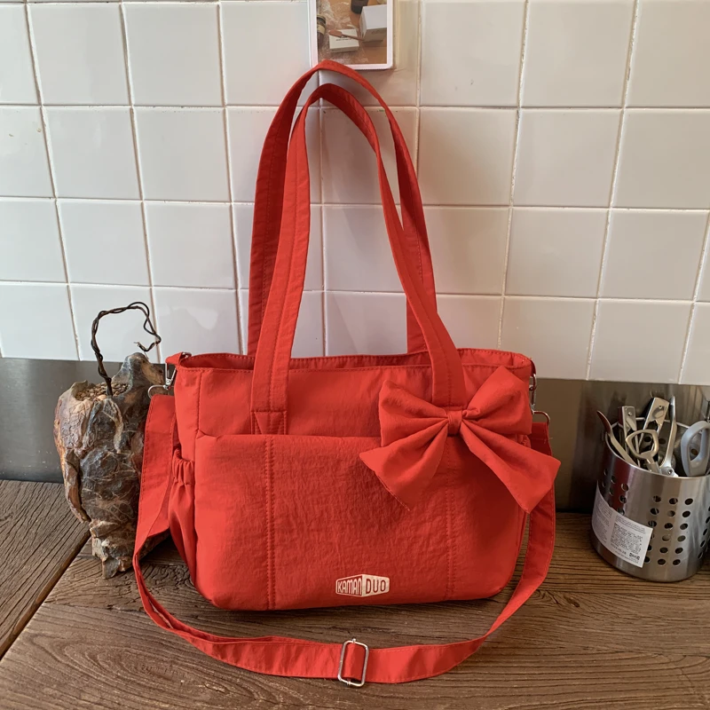 

Nylon Solid Color Large Capacity Casual Tote Bags 2026 Fashion Simple Sweet Shoulder Bags on Sale Versatile Female Bag