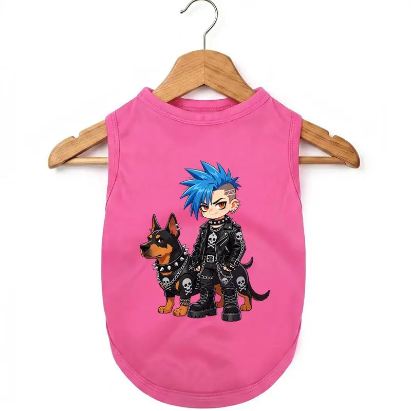 

Punk Dog Summer Vest Cute Cartoon Pet Clothing