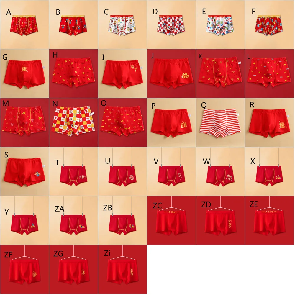 

Оптовая продажа, 100 упаковок, хлопковые красные трусы-боксеры для мальчиков, детские трусы с китайским узлом, подростковое новогоднее нижнее белье