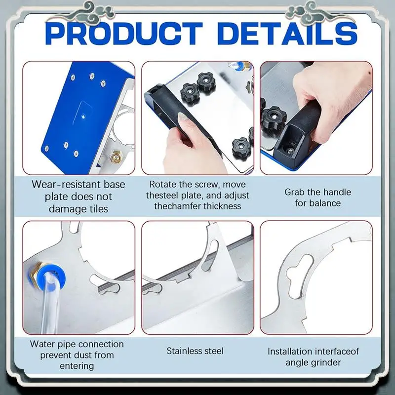 

Durable Angle Grinder Stand For Tile 45° Chamfer Cutting Tile Chamfering Tool For Stone Cutting