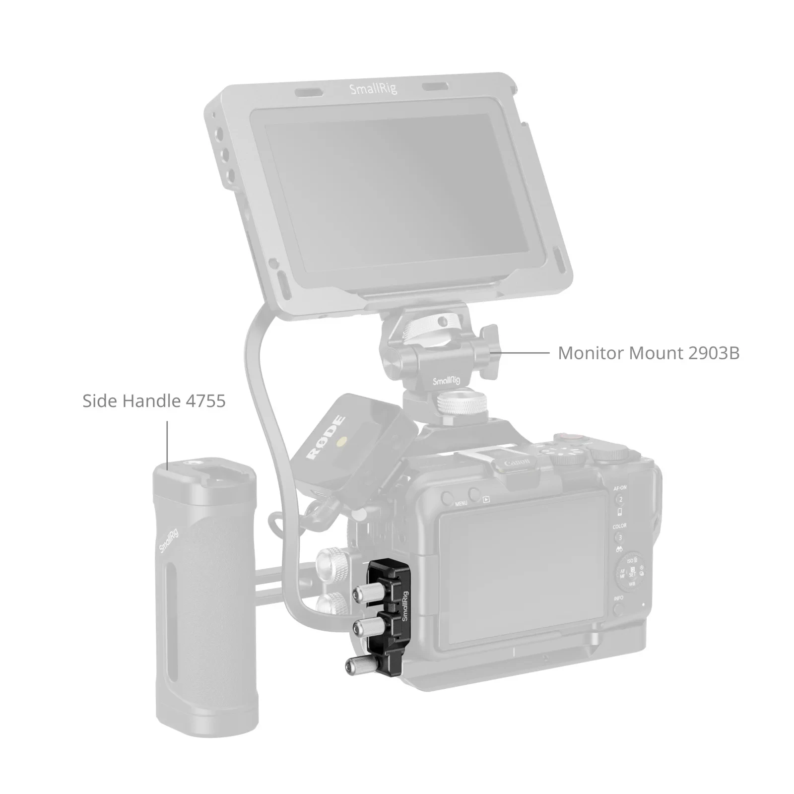 SmallRig Cage สําหรับ Canon EOS R50 V พร้อมซิลิโคน L-Shaped Grip Mount แผ่น USB-C สาย CLAMP Furry กระจกชุดสําหรับกรง