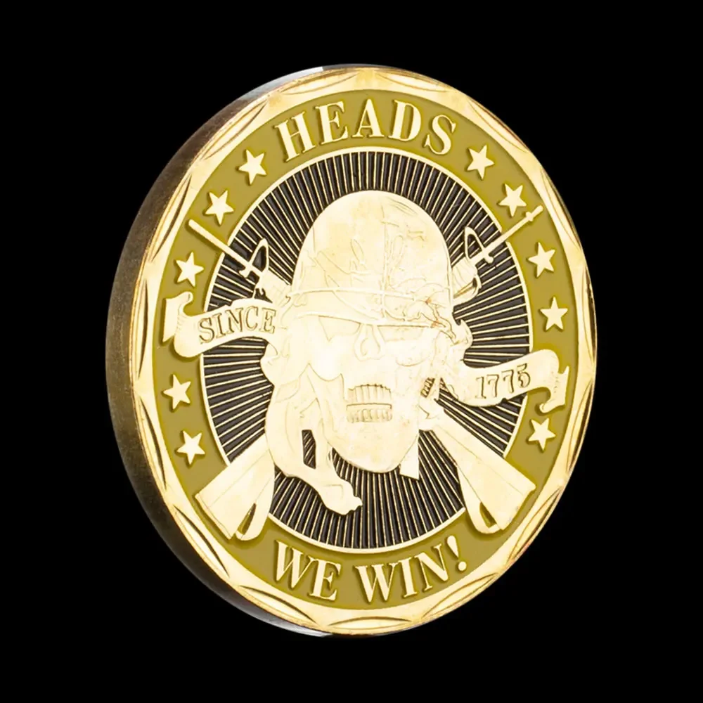 We Win/You Lose Skull Pattern Commemorative Coin Head and Tail Golden Plated Souvenir Gift Collection Art