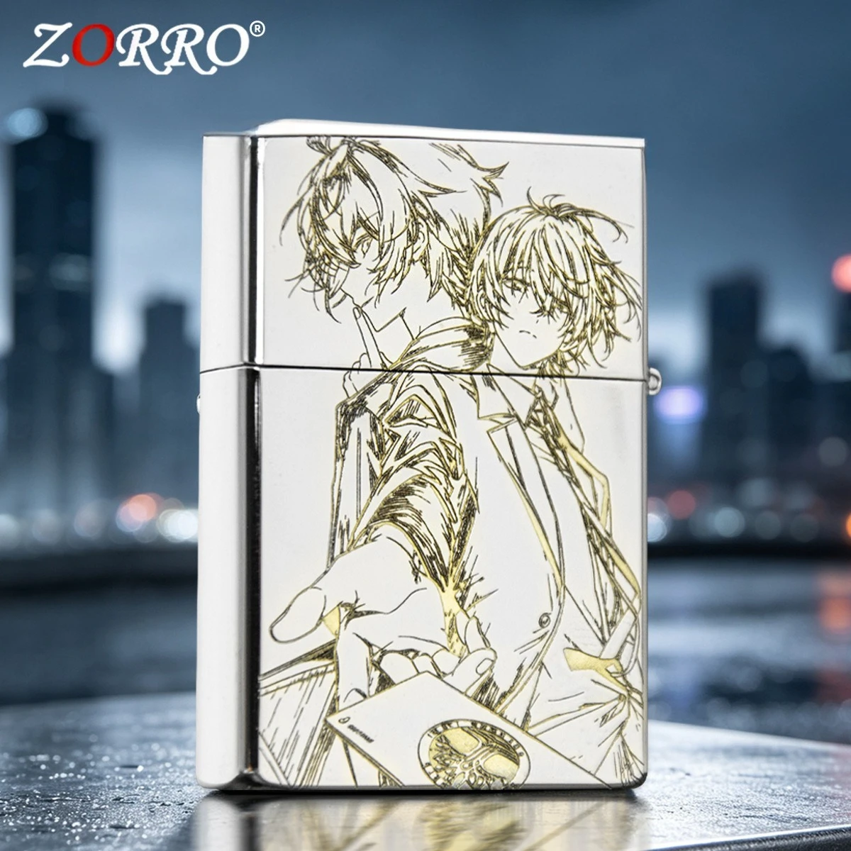New Authentic Zorro Sand Chrome Carved Dragon Kerosine Lighter, Personalized Retro Men's Cigarette Ignition Collection Tool