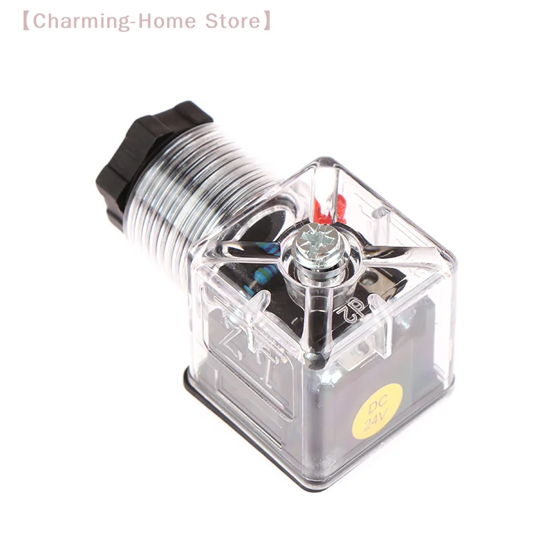 【M】DC24V Solenoid Coil Plug for Hydraulic Valve, Transparent Voltage Universal Connector, Replacement Accessories Parts