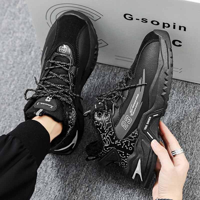 Fashion High Top High-quality Men's Shoes New Running 2025 Winter Warm Trend Thick Sole Non Slip Casual Sports Snow Boots 37-44