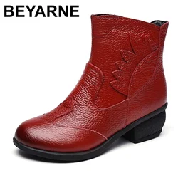 BEYARNE Stivali da donna Nuovi stivali da donna in vera pelle Peluche naturale Stivali invernali caldi Anaked Scarpe da donna di moda