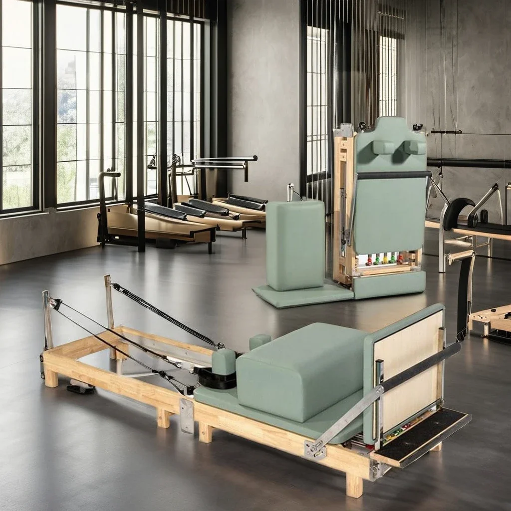 

Hot For Yoga Training Wood Folding Pilates Reformer Home Use Portable Pilates Reformer Fitness Machine-for Home Core Bed Workout