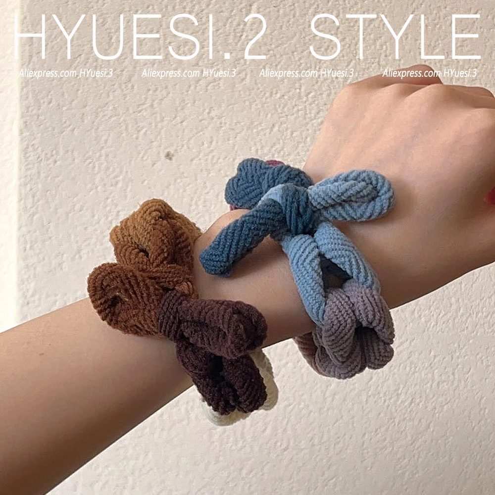 Colorful Bowknot Braided Hait Ties Ropes High Elastic Thickened Ponytail Holders Rubber Band Women Girls Simple Headwear