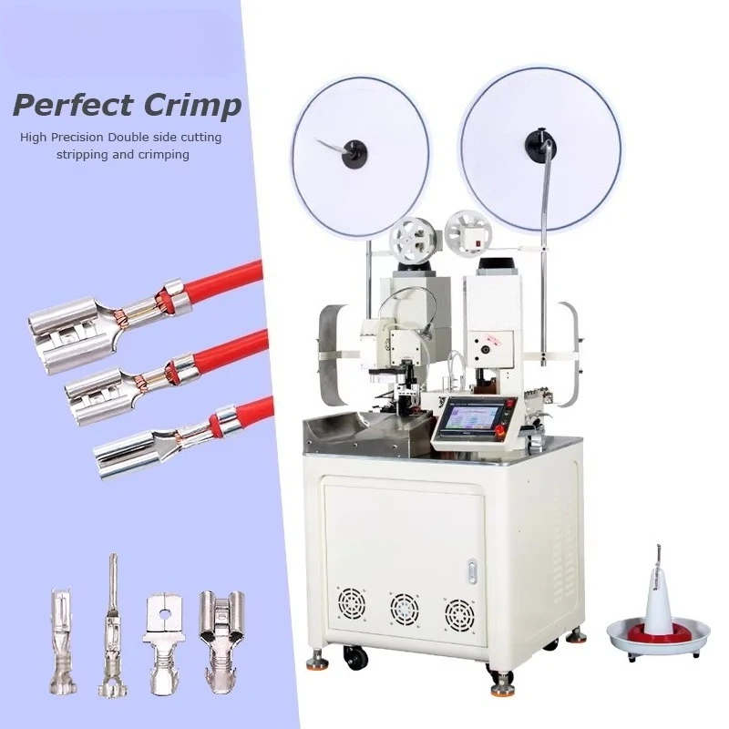 Automatic Double Head Cable Wire Crimping Machine Flexible for Side Feed and Rear Feed Terminal Applications