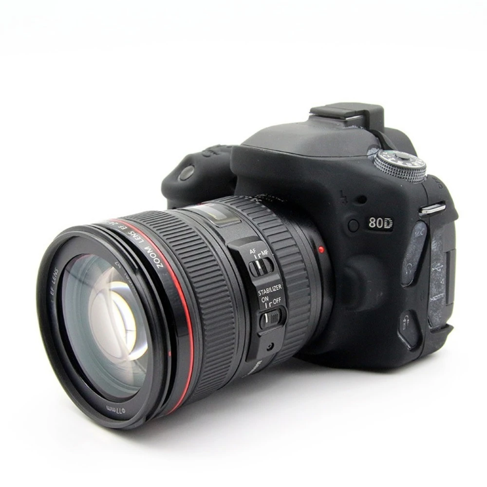 

For Canon 80D SLR camera silicone case, protective Soft Silicone Armor Camera Body Case + free tempered film
