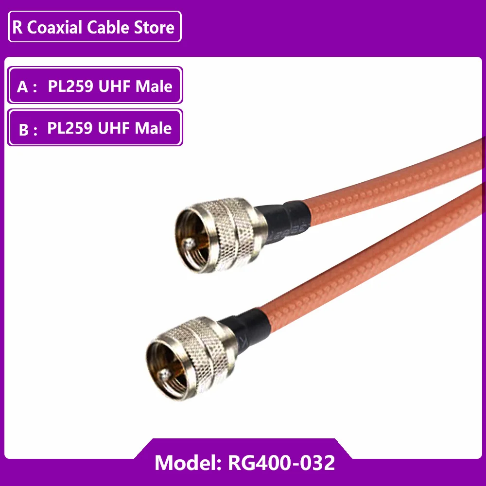 SO239 UHF Female Jack 90Degree to PL259 UHF Male Plug Connector RF Coaxial RG400 Double Shielded Cable Pigtail Jumper Adapter