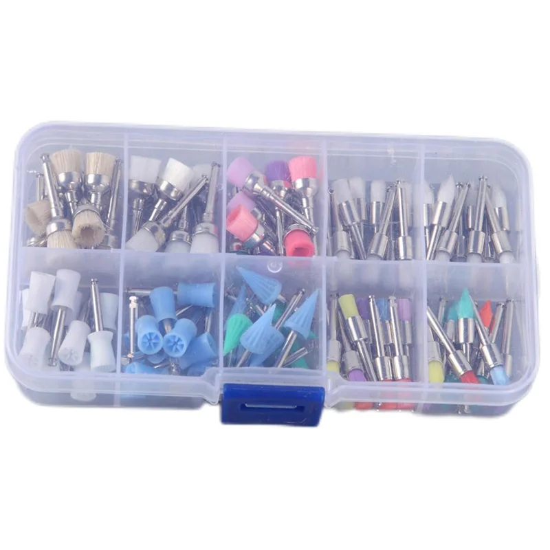 100pcs  Restorative Brush Cup Kit Mixed Color Nylon Latch Flatbed Polishing Tool