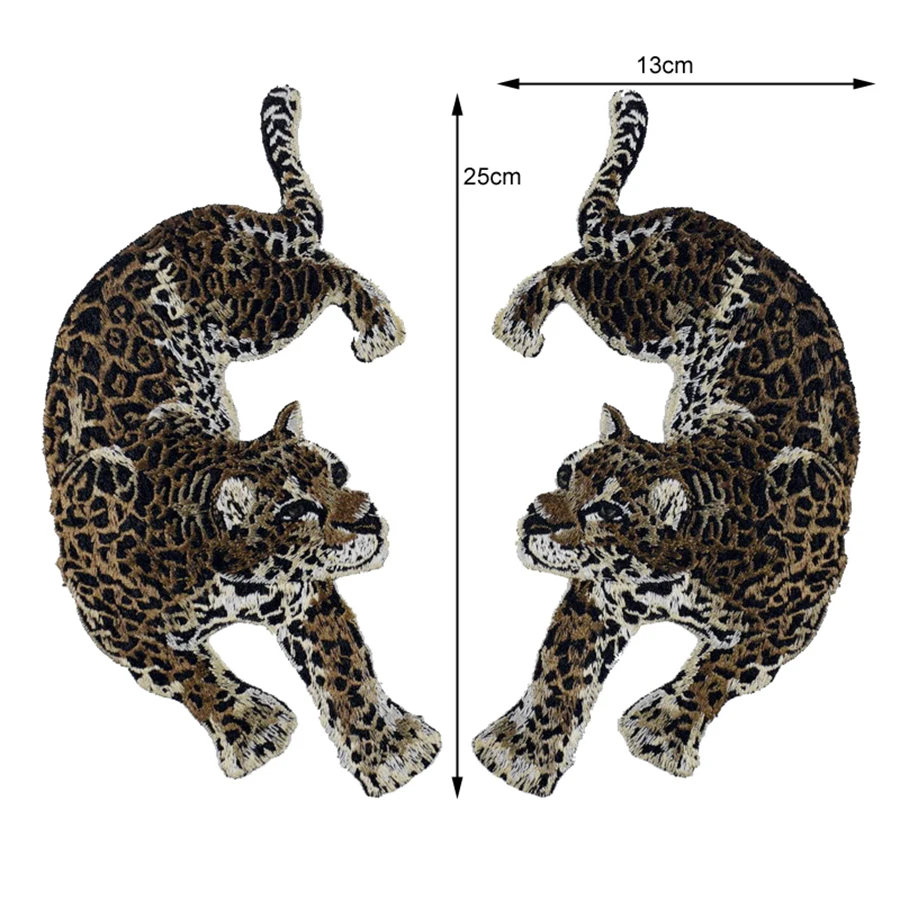 1 Pair Of Leopard Print Fabric Patches Embroidered For Sewing Clothes Shirts Clothing Accessories Patches