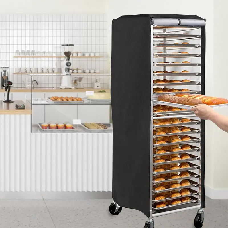 Sheet Pan Rack Cover Bun Pan Rack Cover 2 Zippers 420D Waterproof Silver Painted Dustproof Oxford Cloth Rack Cover Protection