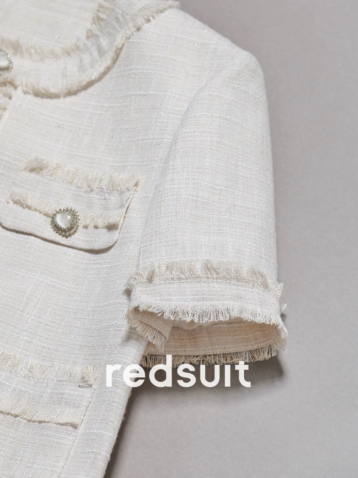 New Exquisite tassel heart-shaped button lightweight floral short sleeved jacket custom size