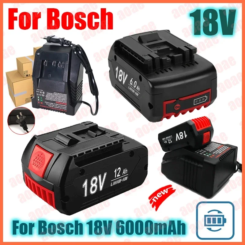 

18V Battery 6.0Ah for Bosch Electric Drill 18V Rechargeable Li-ion Battery BAT609, BAT609G, BAT618, BAT618G, BAT614 + 1Charger