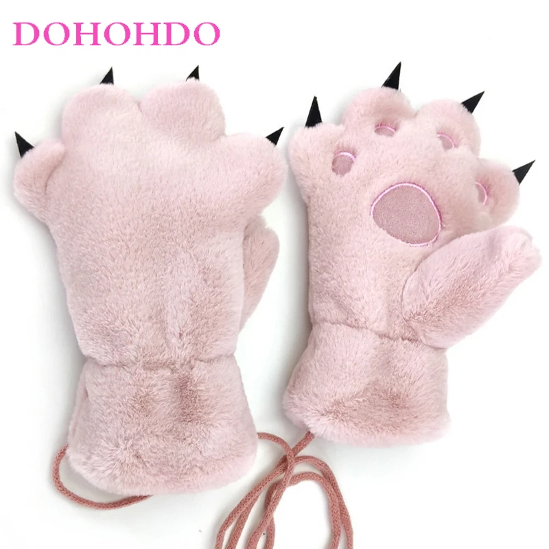 

Winter Cartoon Adult Ski Gloves Bear Paw Velvet Padded Keep Warm Windproof Outdoor Cute Riding Bear Paw Gloves Winter Перчатки