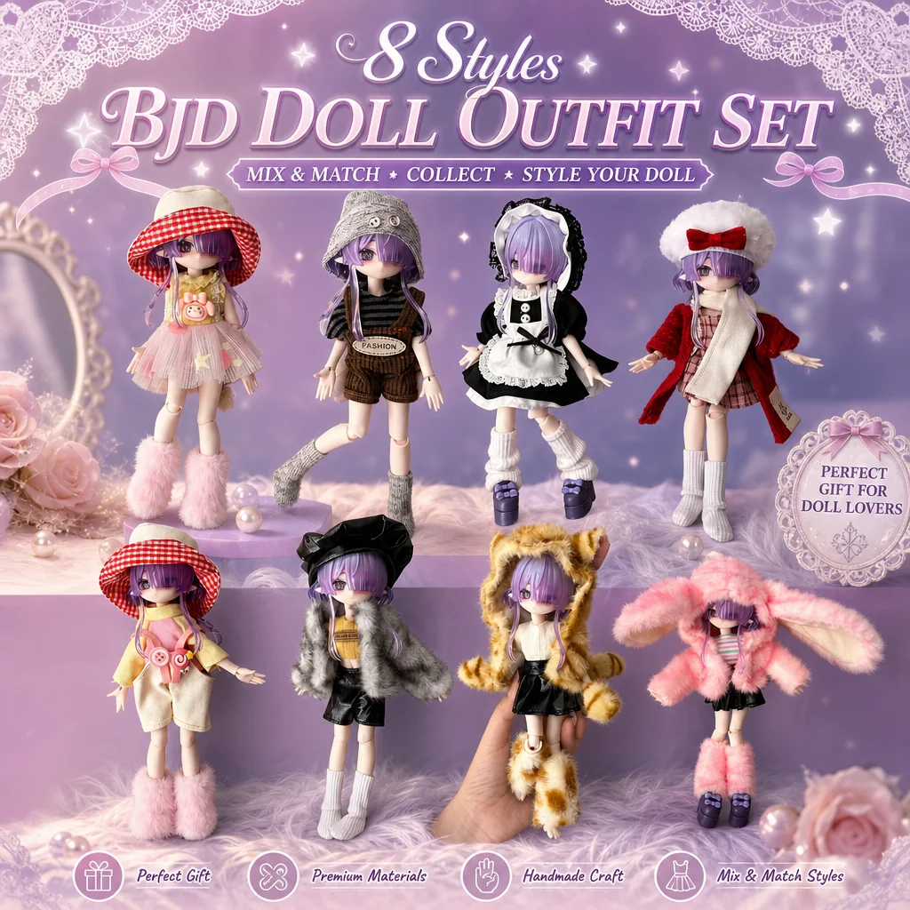 Doll Clothes Set For 1/8 1/12 Ob11 Penny Bunny Mitian Bjd Dolls 11cm-17cm Dress Up Costume Accessory Gift Collectible
