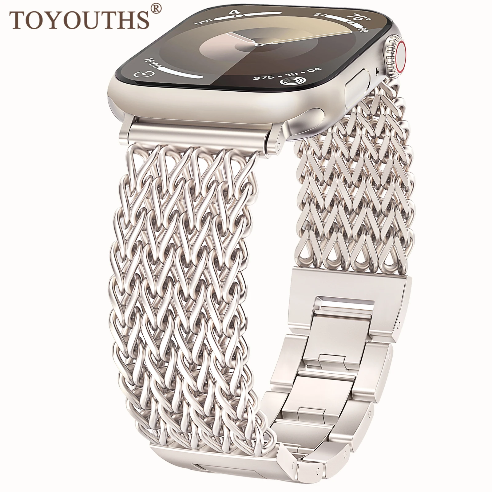 

TOYOUTHS Watch Strap for Apple Watch Band 45mm 40mm 49mm 44mm Metal Chain Bracelet for iWatch Series SE 9 8 7 6 5 4 3 Ultra 2