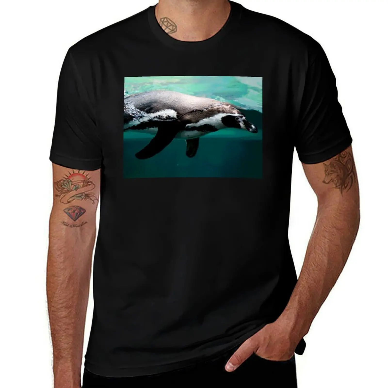 

Swimming Penguin T-Shirt plus size tops vintage graphic tee blacks customs fitted t shirts for men