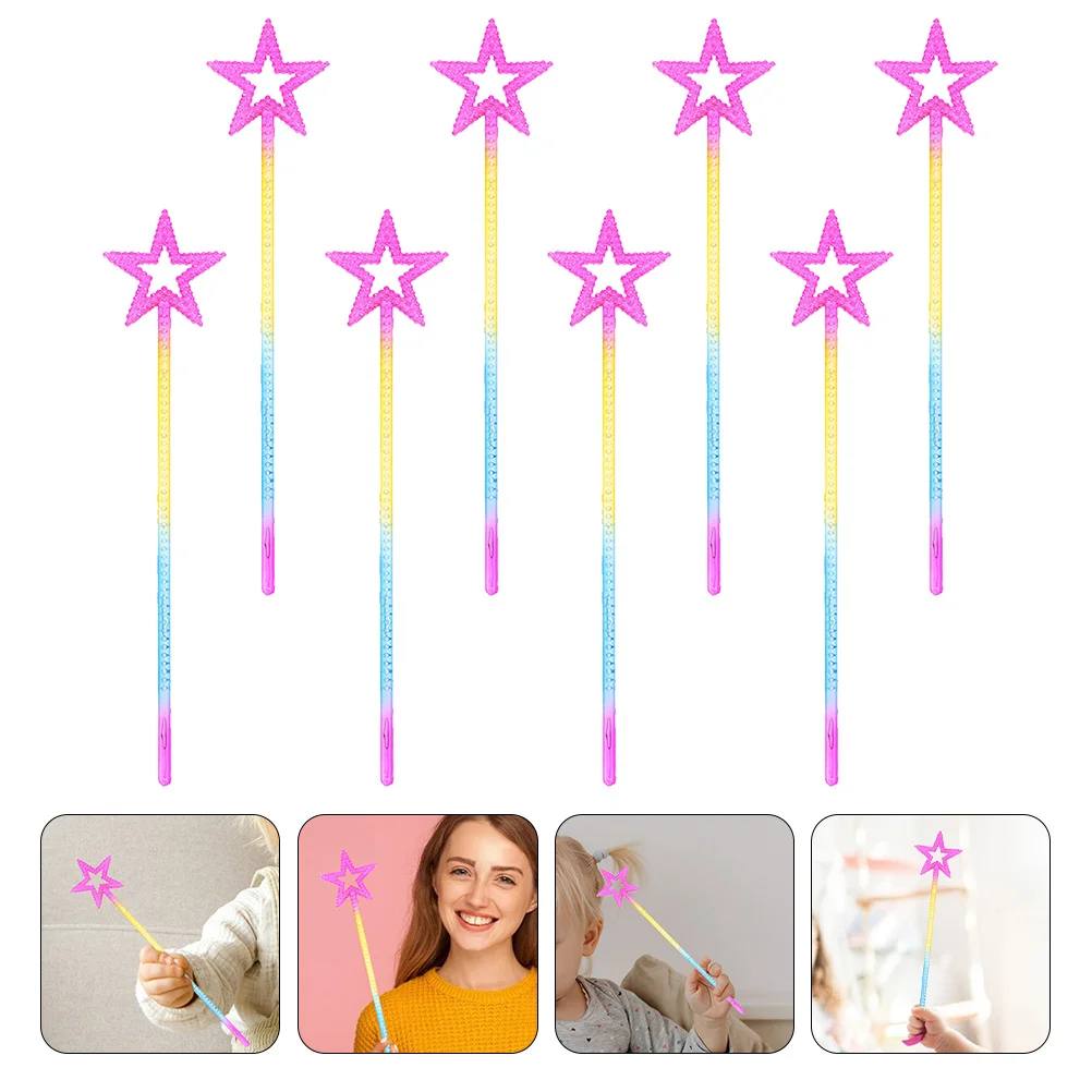 8 pçs estrela fada varas leve adorável adereços portáteis para crianças festa e desempenho de palco fada crianças brinquedos adereços de festa,