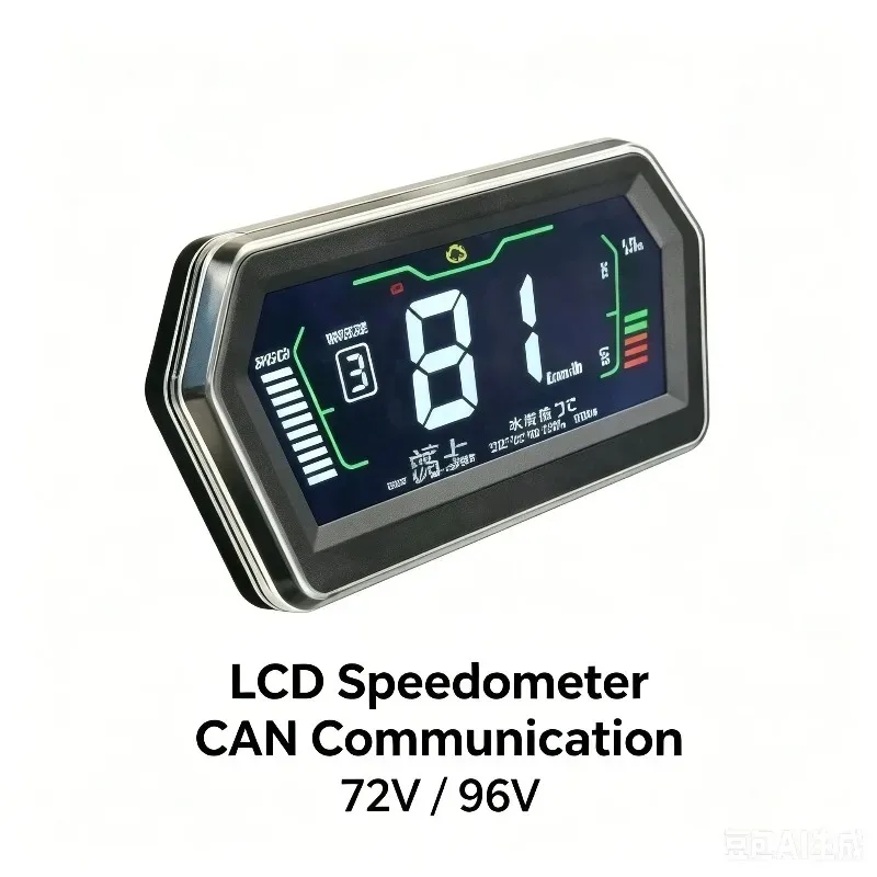 LCD Display Speedometer for Controller, Adjustable with CAN & 1-Wire Communication, 72V 96V for Electric Scooter