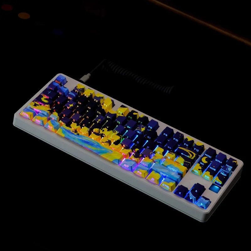 New Moon God Oil Painting Theme Keycaps Original Personality Side Carving Transparent Cherry Height Mechanical Keyboard Keycaps