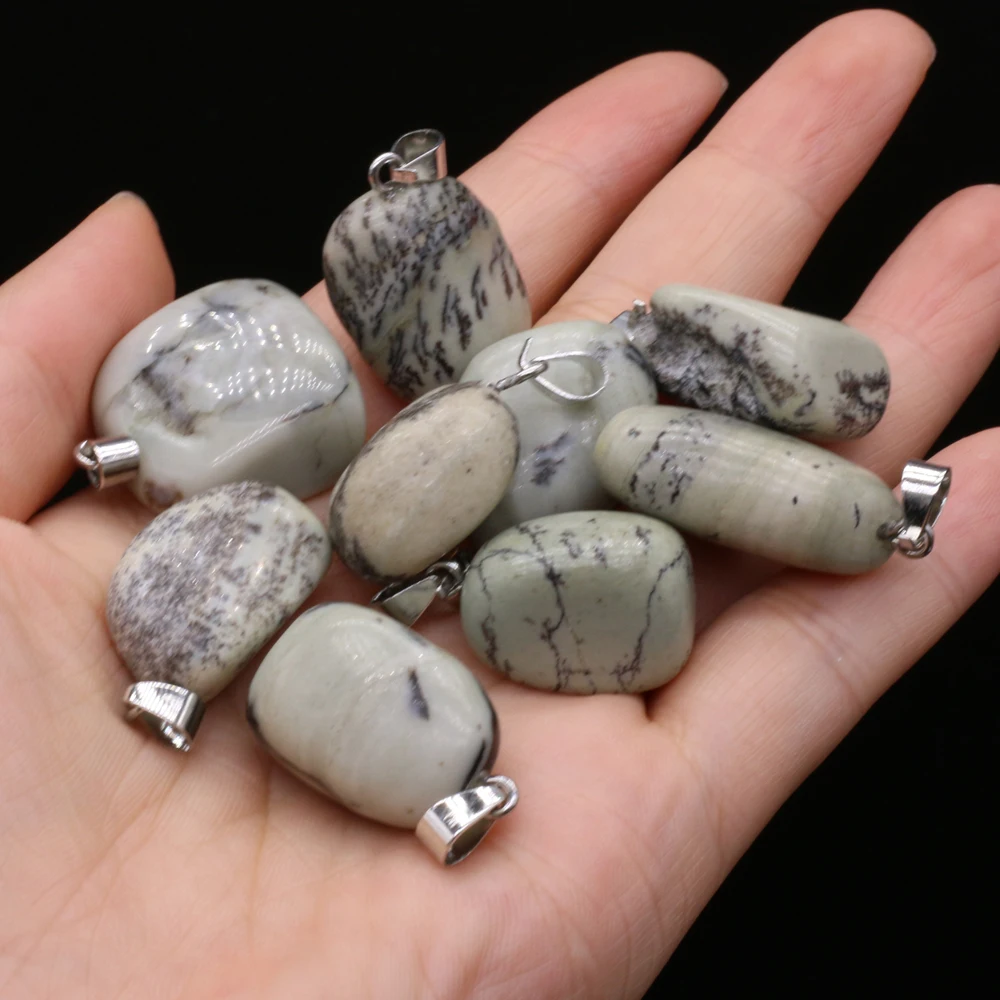 Natural Semi-precious Stone Pendant Irregular Cherry Blossom Agate for DIY Jewelry Making Necklace Size15x20-18x25