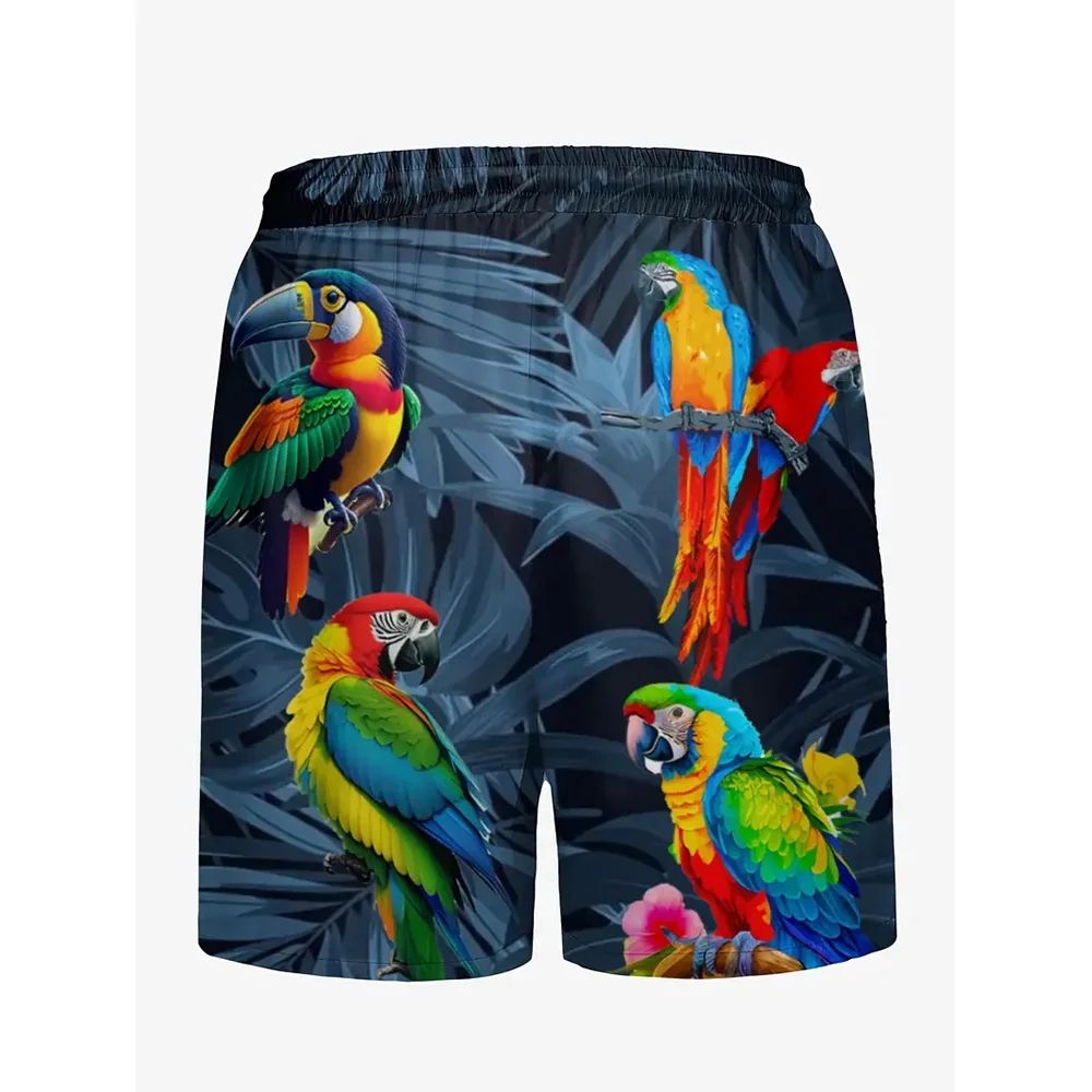 New Men\'s Beach Pants Parrot and Bigbeak 3D Printed Men\'s Shorts Summer Casual Breathable Shorts Men\'s Street Men\'s Clothing