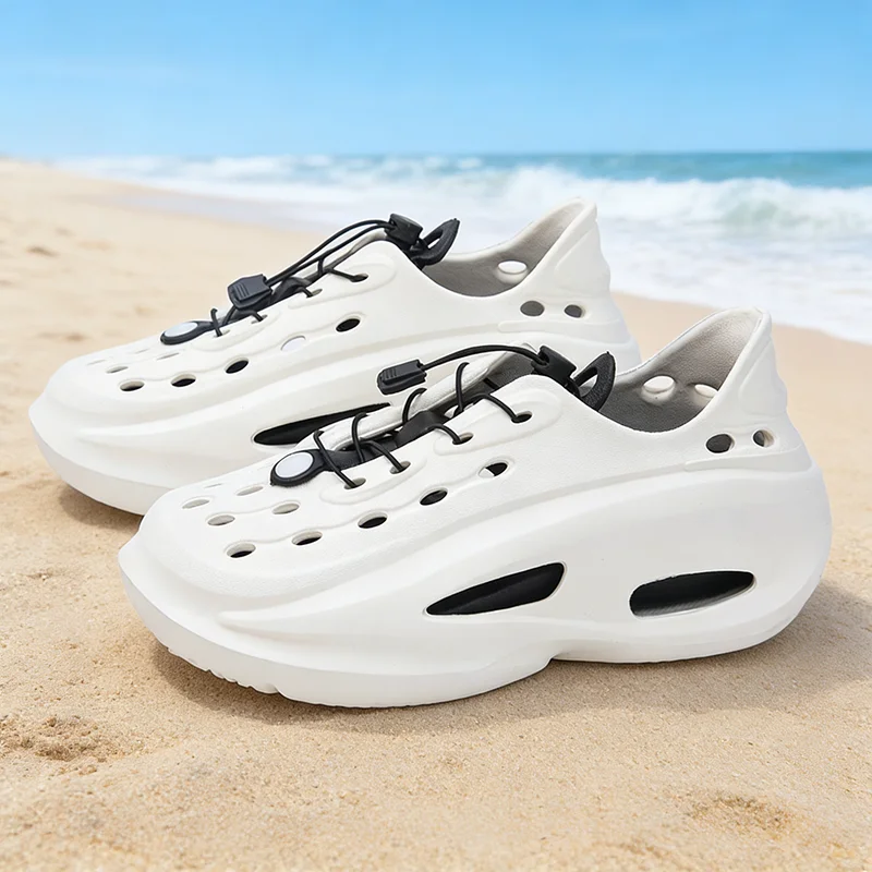 

Мужские сабо 2026: Новые летние уличные сандалии с толстой подошвой, мягкие, нескользящие, износостойкие, для водных видов спорта и пляжа