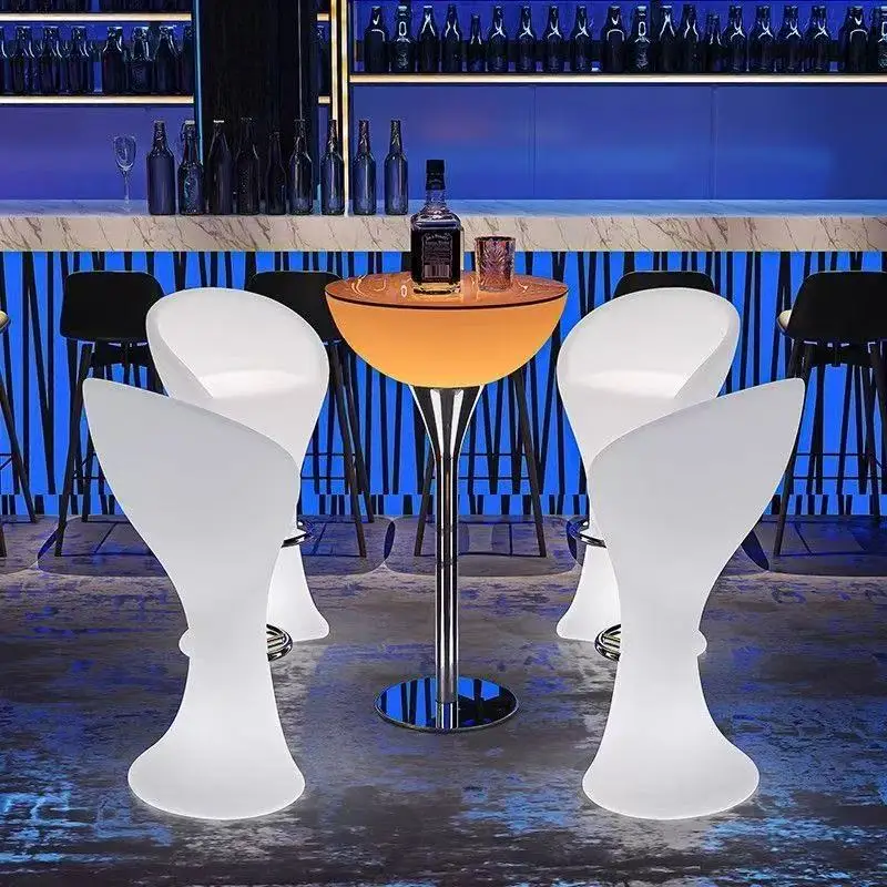 

Luminous Round High Table bar Table and Chair Combination clear bar Music Restaurant Pub Scattered Table