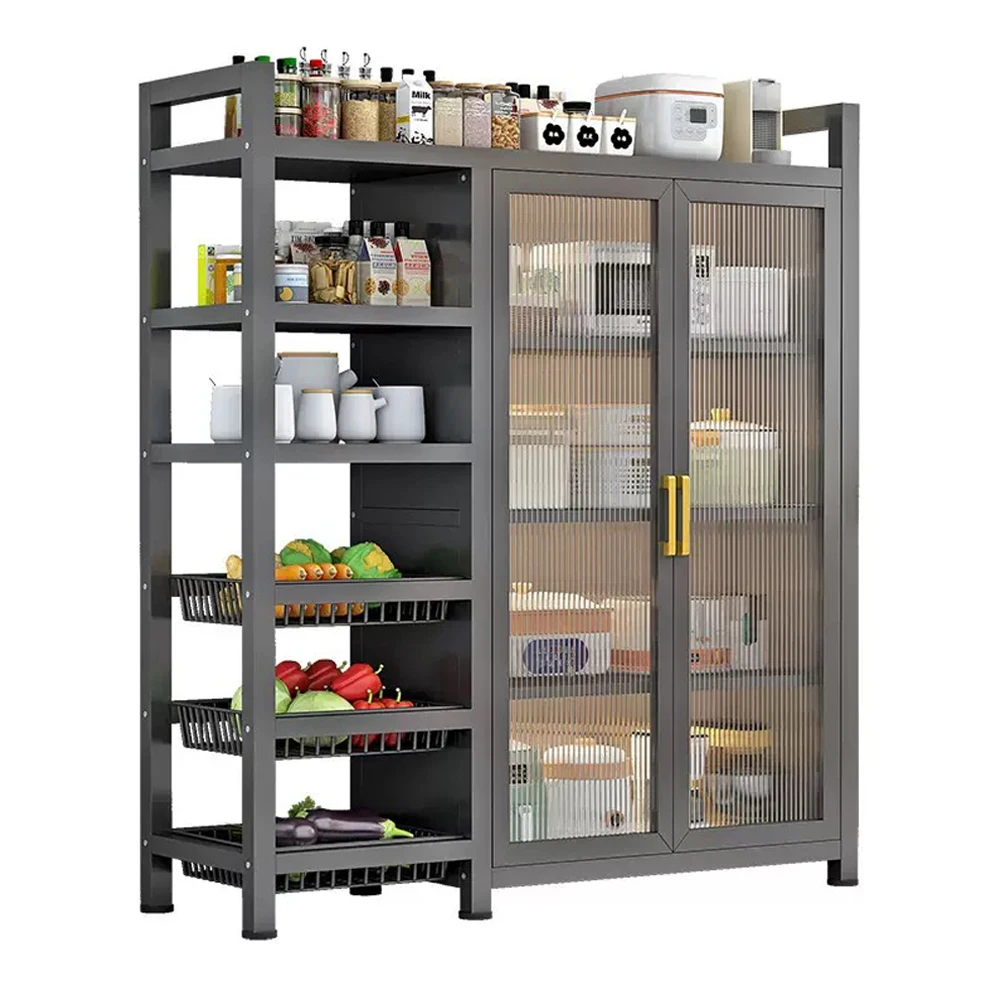 Fruit basket for kitchen 5-layer round basket large storage rack with wheels fruit and vegetable wire shelf