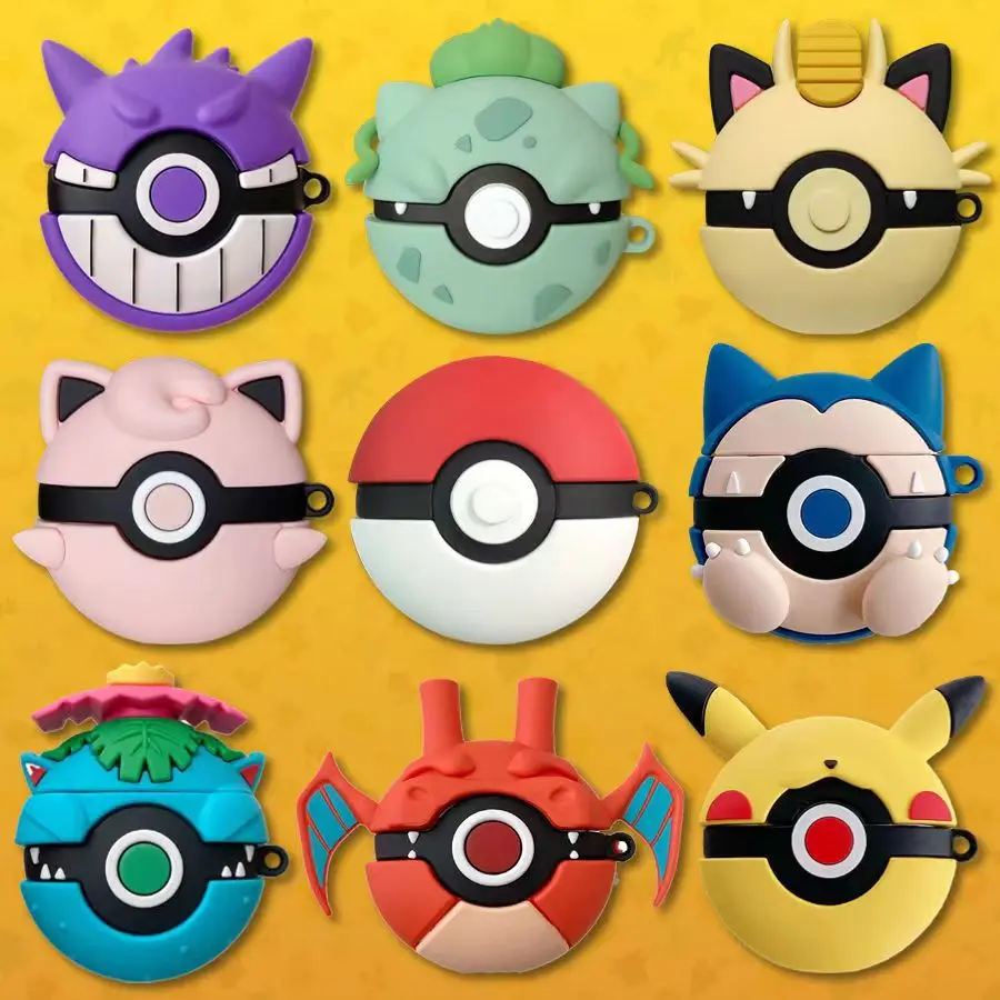 Pokemom Bluetooth Headphone Case For Apple Airpods 3 2 1 Soft 3D Cartoon PokeBall Pikachu Cover For Airpods Pro Earphone Case