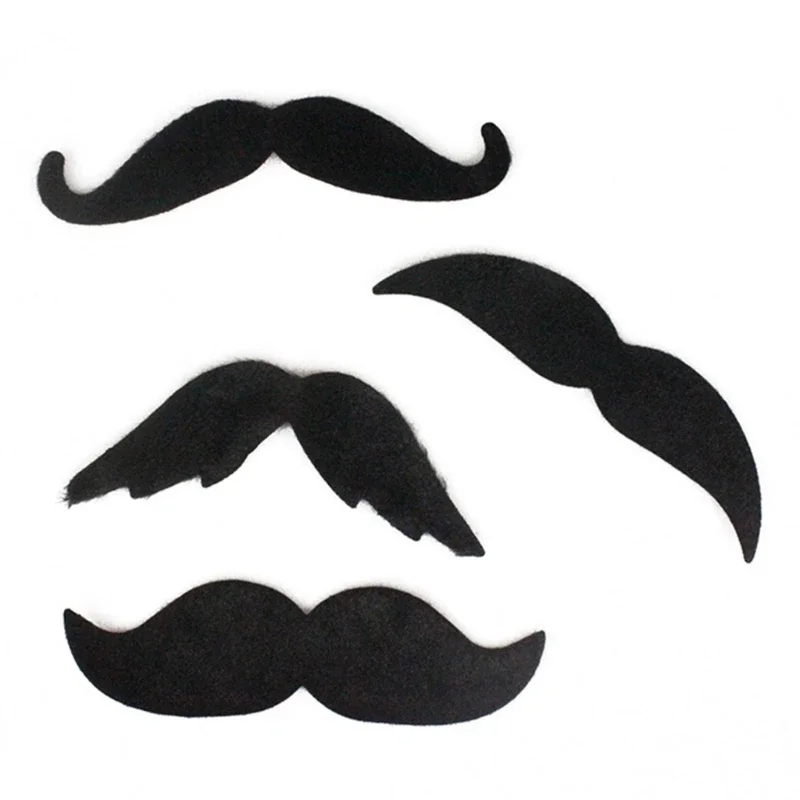 4Pcs/Set on Moustaches Self Adhesive Fake Beard for Halloween Masquerade Photography Prop R7RF