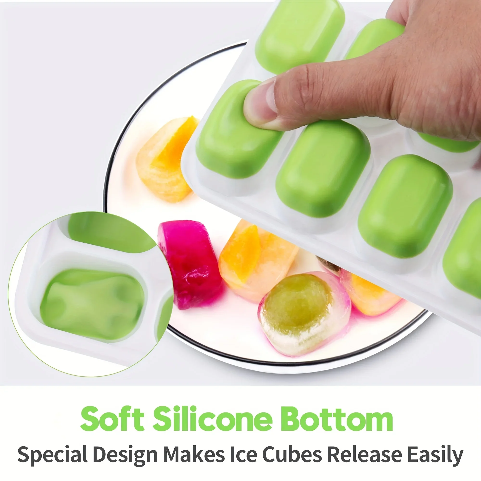 1/4pcs,silica gel ice cube tray for household use silica gel ice cube tray moulds with ice cube tray covers for ice making