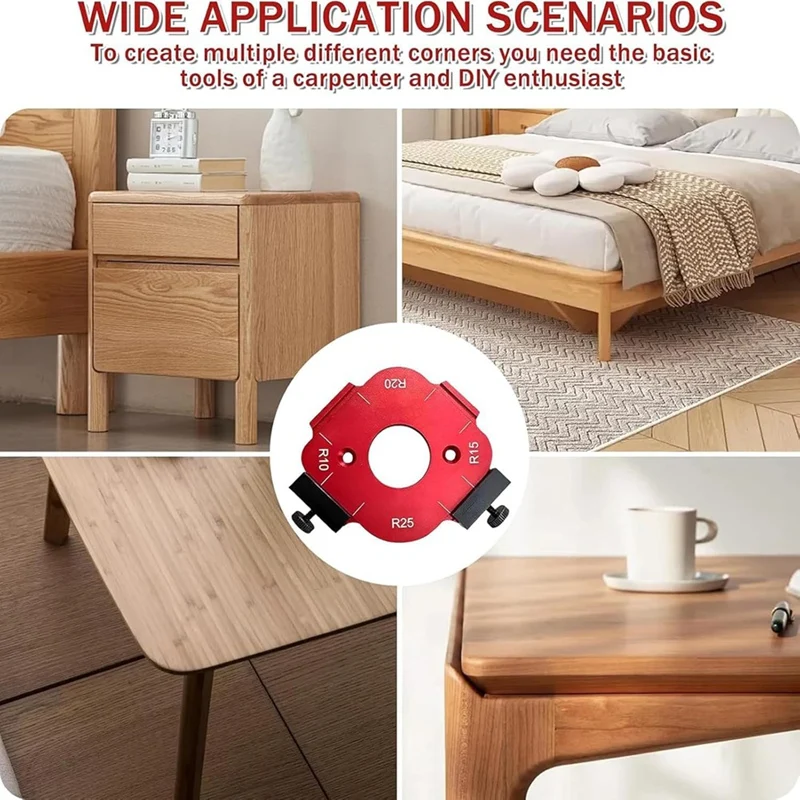 PORK-2Pcs Router Templates For Woodworking, For Woodworking, 4 In 1 Arc Angle Positioning Template With Trimming Cutter