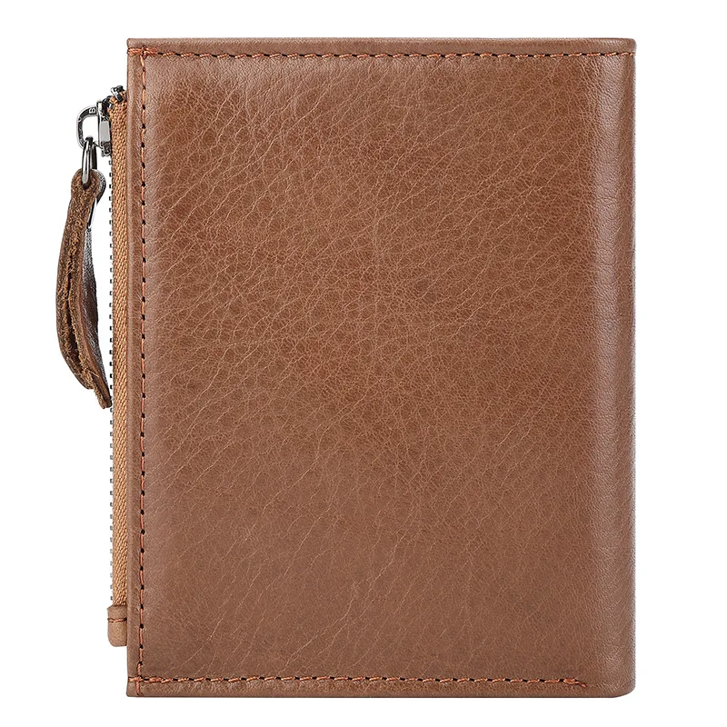 New Brand Men's Wallet RFID 100% Genuine Cow Leather Short Card Holder Man Purse Male Vintage Pocket Wallet