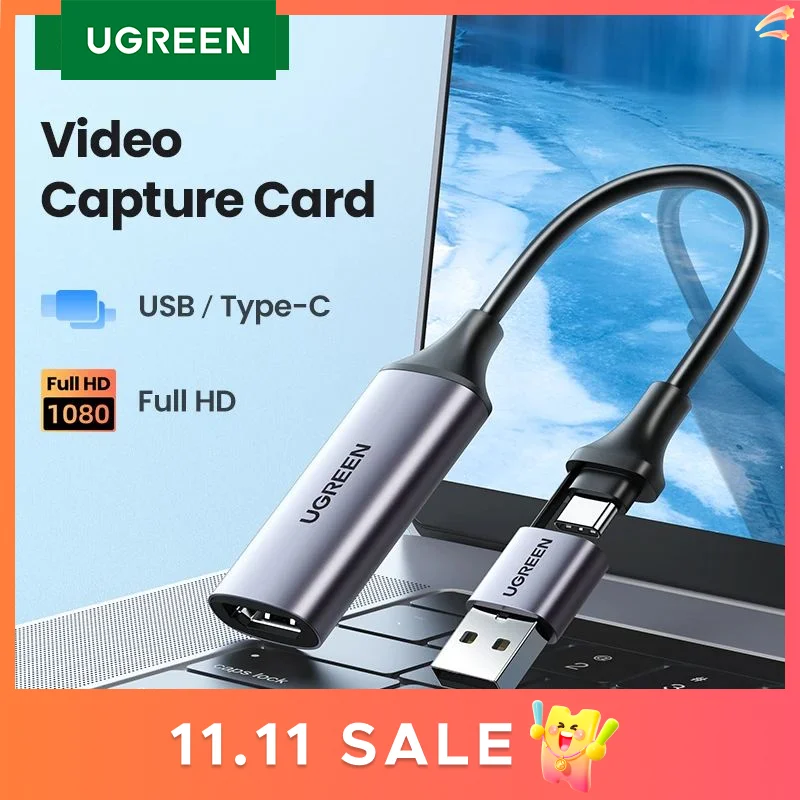 

Карта захвата видео UGREEN 4K HDMI на USB/Type-C HDMI, устройство захвата видео для ПК, ноутбука, DSLR камеры, прямой трансляции
