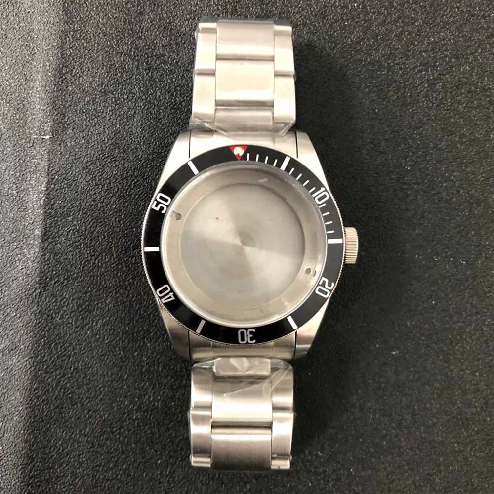 

New Brushed Stainless Steel Watch Case Strap Set 41mm Sapphire Glass/Mineral Mirror Case for NH35 NH36 Movement Fit 30.5mm Dial