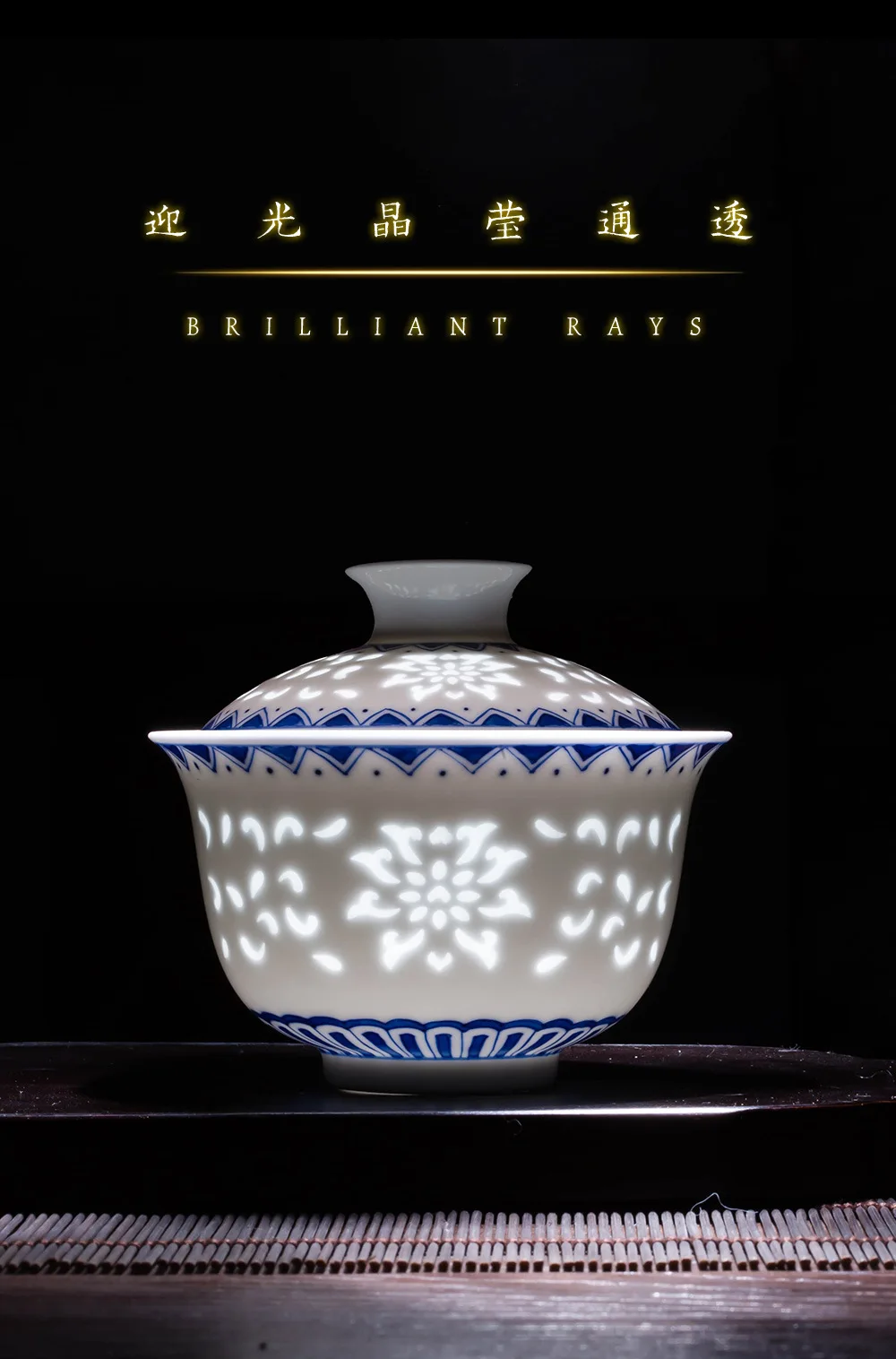 طقم شاي كونغ فو من البورسلين المجوف من Linglong، غرفة معيشة منزلية راقية، سيراميك أزرق وأبيض مرسومة يدويًا