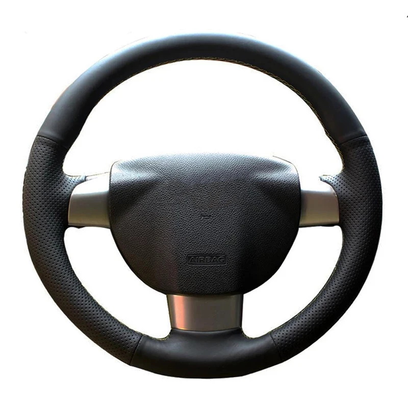 Customized Car Steering Wheel Cover Anti-Slip Leather Original Steering Wheel Braid For Ford Focus 2 2005-2011 (3-Spoke)