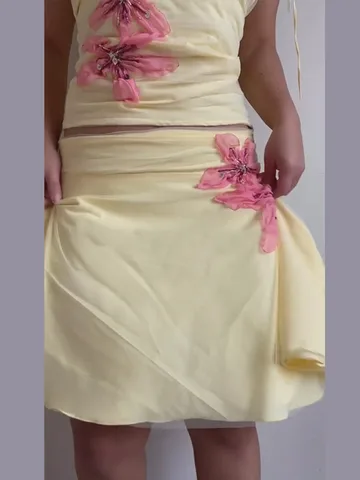 Женский летний комплект топ и юбка  Floral Mesh