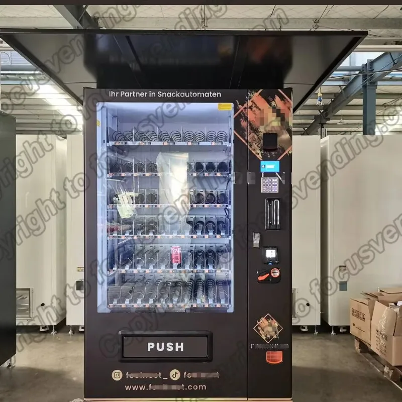 Customized Snacks Drinks Food Water Vending Machine Supermarket Ice Drink Vending Machine With Roof/housetop Protection