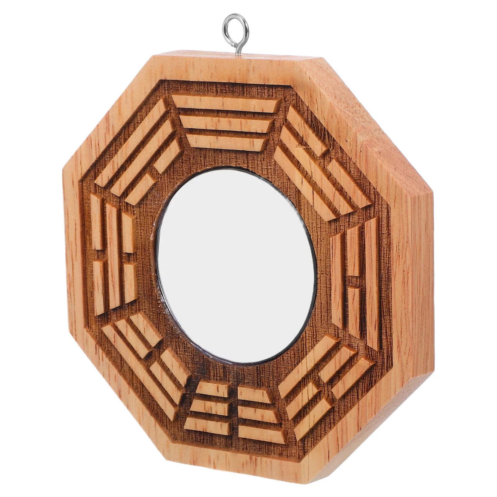 1 قطعة مرآة باغوا الخشبية يدويا فنغ شوي حماية قلادة للمنزل مكتب مرآة محدبة ديكور لحظ الثروة الإيجابية #4