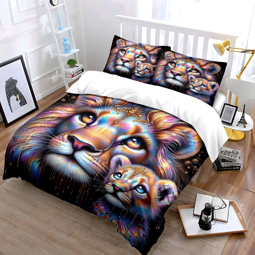 Colorful Flowing Lines Shimmering Dots Duvet Cover Set with 3D Printing Design Soft Polyester Bedding Set All-Season Comfort