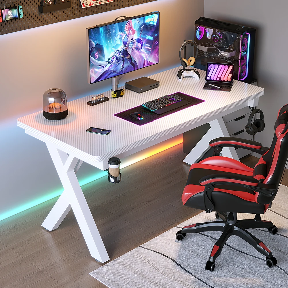 Solid Wood Computer Study Desk; Home Office Gaming Desk; Ergonomic Gaming Study Office All-In-One Computer Desk