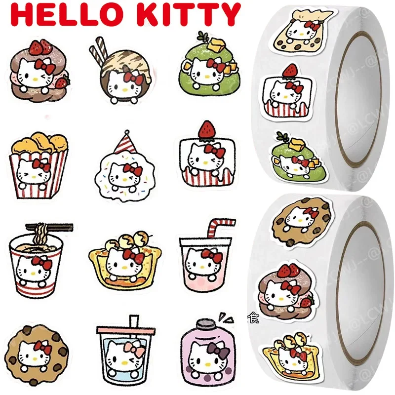 500Pcs/Roll Sanrio Hello Kitty Stickers Kawaii Melody Kuromi Cinnamoroll Luggage Graffiti Decals Kid Toy Decoration Sticker Gift