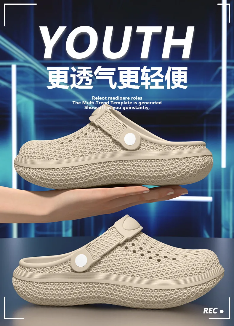 Men Honeycomb Texture EVA Clogs 4cm Thick Sole Breathable Hole Slippers Adjustable Strap Beach Garden Shoes