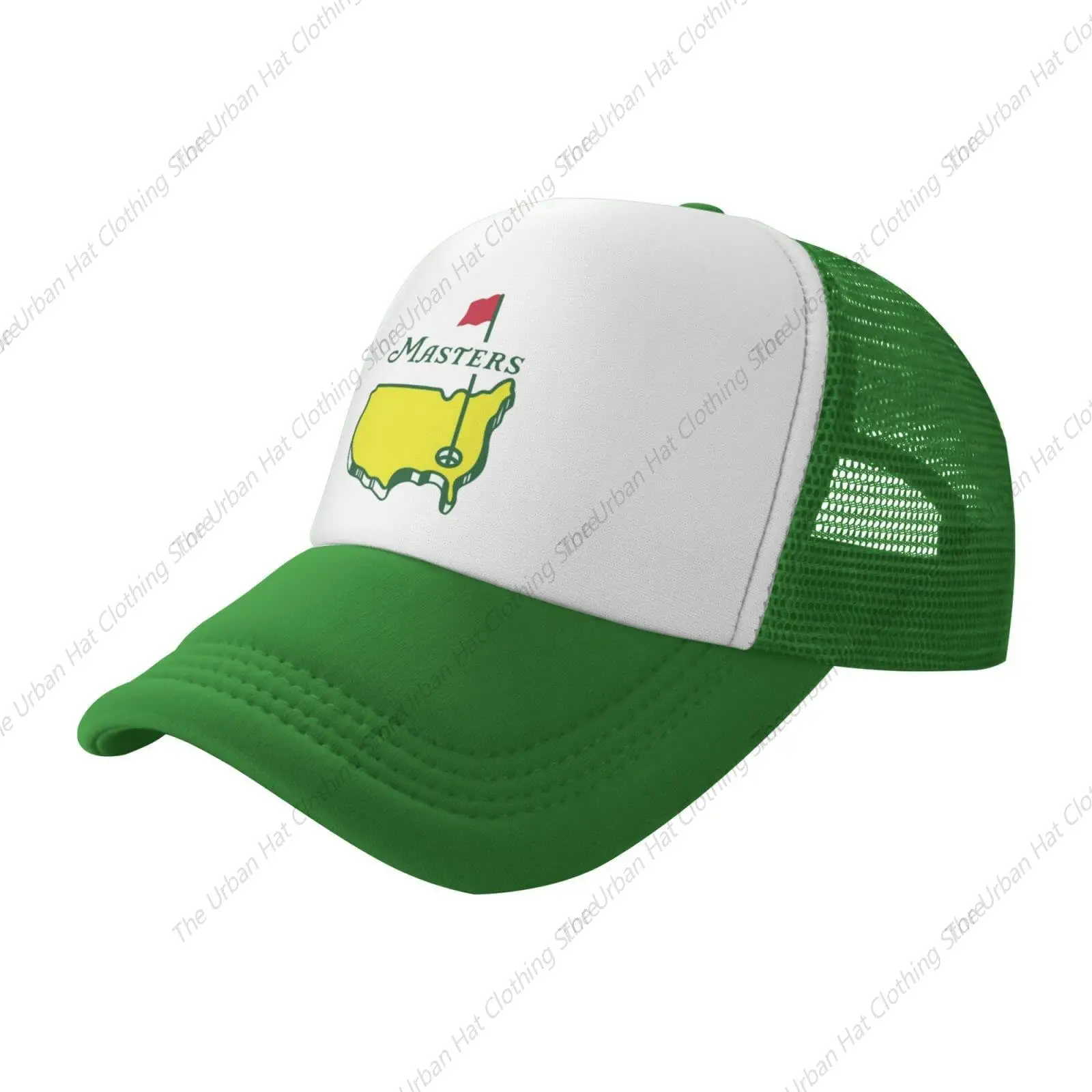 Flat Brim Baseball Mesh Golf Cap Adjustable Fashion Hip Hop Unisex Green Dad Masters Trucker Hats for Man Woman Daily