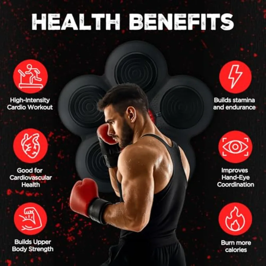 Music Boxing Machine Bluetooth Wall Punching Pad with LED Fun Training Equipment for Adults Home Boxing Wall Punching Pad with